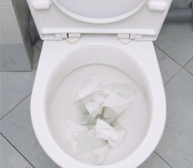 Bỏ quá nhiều giấy vào bồn cầu