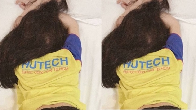 clip n&oacute;ng c&ocirc; g&aacute;i mặc đồng phục HUTECH 1